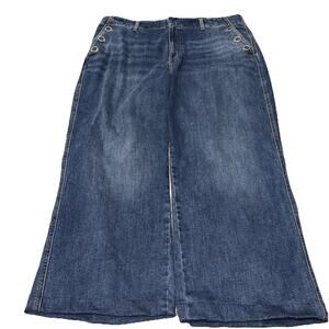 Talbots 18W Wide Leg High Waist Dark Wash Crop Jeans NWT